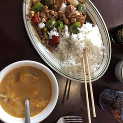 Valerie's Asian Cuisin - Hot &Sour Soup and the Kung Pao Chicken - check out the veggies! And the soup is homemade fresh!