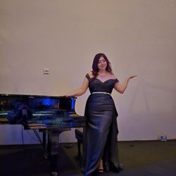 Elegant Fashion DTLA - Black gown with tail and corset