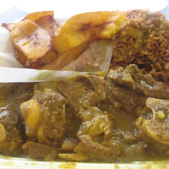 Ena's Caribbean Kitchen - Goat special with rice and peas, and fried plantains - Caribbean Near Me - Columbus, Ohio Ena's Caribbean Kitchen - Goat special with rice and peas, and fried plantains - Caribbean Near Me - Columbus, Ohio
