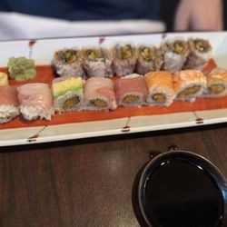 Daikichi Sushi Bistro - Rainbow roll in front, Eel Roll behind