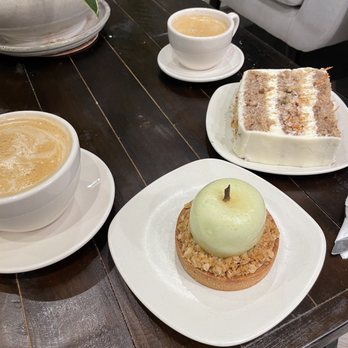 The Artisan Cakery - Apple mousse tart and carrot cake with a delicious latte and coffee. - Bakeries Near Me - Knoxville, Tennessee The Artisan Cakery - Apple mousse tart and carrot cake with a delicious latte and coffee. - Bakeries Near Me - Knoxville, Tennessee