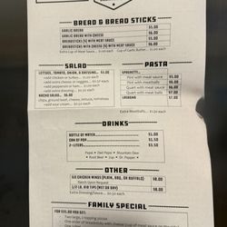Milano Take-Out Pizza of Buchanan - Back of menu