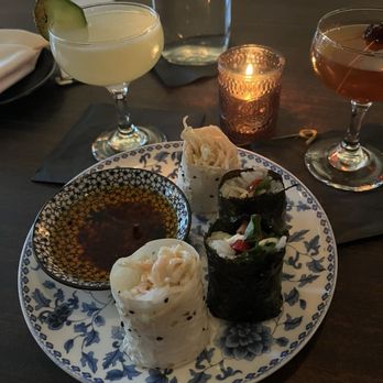 Tokyo Cowboy - Krab & Crab Roll (wrapped in white soy paper)...might have been our fav of the evening. So damn tasty. Next to it, is the Spam Musubi. - Asian Fusion Near Me - San Antonio, Texas Tokyo Cowboy - Krab & Crab Roll (wrapped in white soy paper)...might have been our fav of the evening. So damn tasty. Next to it, is the Spam Musubi. - Asian Fusion Near Me - San Antonio, Texas