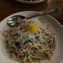 Bucatini with pancetta and egg