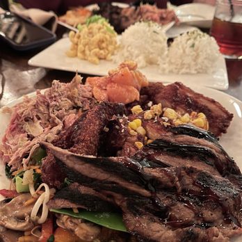 Uncle's Hawaiian Grindz - $23 | Aunty's Mix Plate - Chicken Katsu w/ tonkatsu sauce, smoked Kalua Pig, Lomi salmon poke, & Asian stir fry veggies + $3 teriyaki beef - Asian Fusion Near Me - Fallston, Maryland