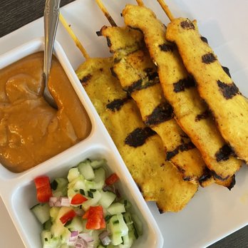 Thai Harbor - Chicken Satay with peanut sauce. Super good! - Thai Near Me - Huntington Beach, California