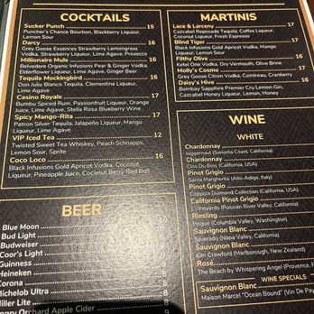 Novelle - Menu - Lounges Near Me - Uncasville, Connecticut
