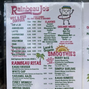 Rainbeau Jo's - Menu - Coffee & Tea Near Me - Lihue, Hawaii