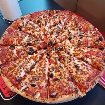 Lintz Bros Pizza - Regular thick crust with olives, mushrooms and roasted red peppers. - Pizza Near Me - Hermosa, South Dakota Lintz Bros Pizza - Regular thick crust with olives, mushrooms and roasted red peppers. - Pizza Near Me - Hermosa, South Dakota