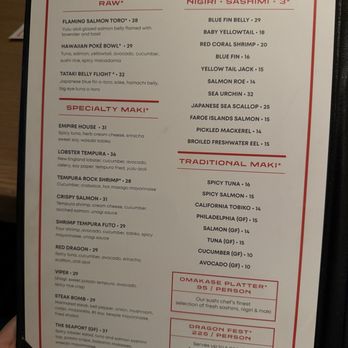 Empire - Menu Dec 2025 - Lounges Near Me - Boston, Massachusetts