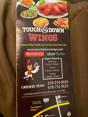Menu photo 2 Touchdown Wings Decatur, GA