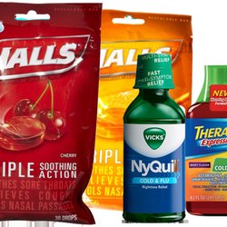 We have your cold and flu medications.  We also have a wide variety of cough drops and syrups to make you feel better.