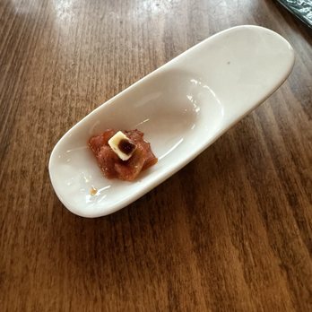 Fattoria - Amuse bouche - eggplant, tomato, cheese - Italian Near Me - Beaver Creek, Colorado Fattoria - Amuse bouche - eggplant, tomato, cheese - Italian Near Me - Beaver Creek, Colorado