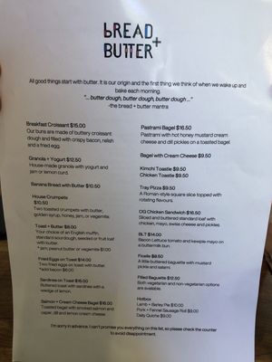 Menu photo 2 Bread + Butter Launceston, TAS