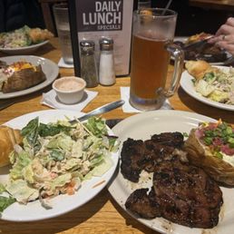 Classic Marinated Ribeye x two and the pork chops. Salad and side included. A lot of good food! About $30 a meal. I'm good with that.