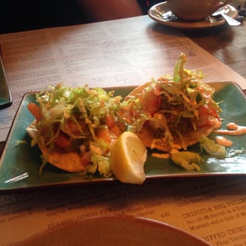 Topolabamba - My first portion of shrimp and avocado tostadas which I had to send back as the were sitting in a pool of liquid. :( - Mexican Near Me - Glasgow, GLG