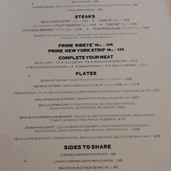Bare Bones Steakhouse - Standard menu - Steakhouses Near Me - Buford, Georgia