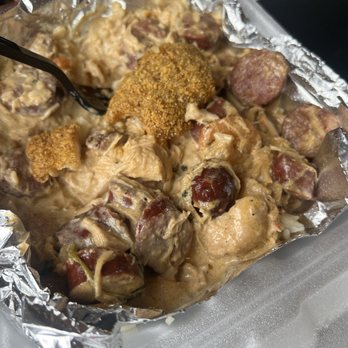 Bobobs - Overload with chicken, sausage, shrimp and fried catfish - Southern Near Me - Houston, Texas Bobobs - Overload with chicken, sausage, shrimp and fried catfish - Southern Near Me - Houston, Texas