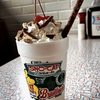 Sno-Cap Drive In - Salted caramel pretzel milkshake - Burgers Near Me - North Augusta, South Carolina Sno-Cap Drive In - Salted caramel pretzel milkshake - Burgers Near Me - North Augusta, South Carolina