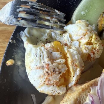 2 Cats Bar Harbor - Overcooked poached egg - Coffee & Tea Near Me - Bar Harbor, Maine