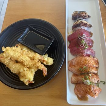 Osaka Sushi - Shrimp tempura, bbq eel nigiri, Cajun tuna nigiri, & Cajun salmon nigiri - Sushi Bars Near Me - Adelanto, California Osaka Sushi - Shrimp tempura, bbq eel nigiri, Cajun tuna nigiri, & Cajun salmon nigiri - Sushi Bars Near Me - Adelanto, California