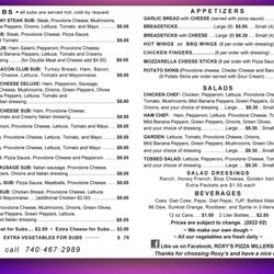Roxy's Pizza & Restaurant - This is the Official Menu of Roxy's Pizza for 2022, Updated 2022-01-22, pg 2