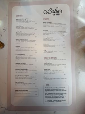 Menu photo 4 Babe's Tea Room Golden, CO