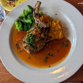 River Grill - Pork chop with ginger spiced sweet potato - New American Near Me - Tahoe City, California