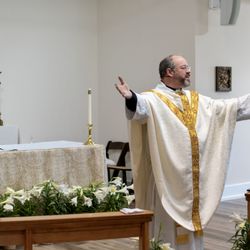 Apostles By-the-Sea Anglican Church - Fr. John welcoming everyone on Easter Sunday.