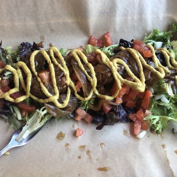 Bangers & Brews - Westside - Duck sausage with mustard sauce in salad - German Near Me - Bend, Oregon Bangers & Brews - Westside - Duck sausage with mustard sauce in salad - German Near Me - Bend, Oregon