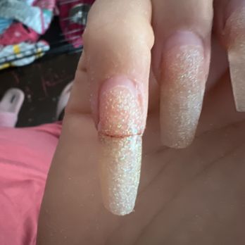 Forever Nails - Luckily I know how to fix this mess myself. This is after cutting, filing, and gluing to prep for proper reinforcement. - Nail Salons Near Me - Oakland, California