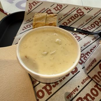 Sourdough - Cup of Clam Chowder with hot freshly baked sourdough - Soup Near Me - Los Angeles, California Sourdough - Cup of Clam Chowder with hot freshly baked sourdough - Soup Near Me - Los Angeles, California