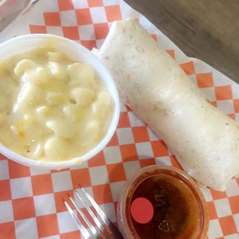 Hatchers On Target BBQ - Brisket Burrito with Mac and Cheese side. - Barbeque Near Me - Alcoa, Tennessee