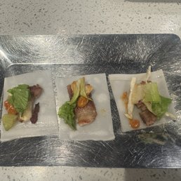 Rice paper, pork belly, salad, bean paste, garlic