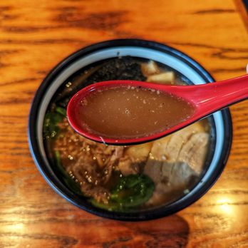 Ramen Parlor - 3/4/23 - Garlic Pork Shoyu Ramen Broth. Best part of the bowl. Strong flavors. Not oily. - Ramen Near Me - San Mateo, California Ramen Parlor - 3/4/23 - Garlic Pork Shoyu Ramen Broth. Best part of the bowl. Strong flavors. Not oily. - Ramen Near Me - San Mateo, California