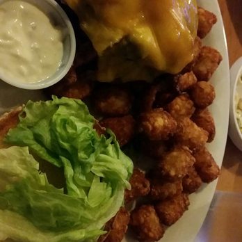 A & J Wingburger - The jumbo A&J Wing burger with Cheddar cheese and tater tots - Korean Near Me - Pickerington, Ohio A & J Wingburger - The jumbo A&J Wing burger with Cheddar cheese and tater tots - Korean Near Me - Pickerington, Ohio
