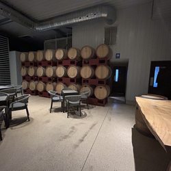 Hinterbrook Estate Winery - More seating w wine barrels
