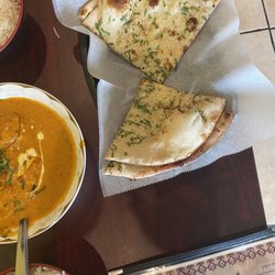 Hyderabad Biryani House - Garlic Naan and Butter Chicken