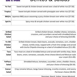 Yo Place - Bento and Salad Menu