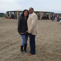 Pillar Bluff Vineyards - Sister and her hubby in front of the live band/gazebo/picnic area.