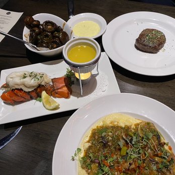13 Prime Steak - Sautéed mushrooms shrimp and grits lobster tail and a filet ... all perfect - Steakhouses Near Me - Clovis, California 13 Prime Steak - Sautéed mushrooms shrimp and grits lobster tail and a filet ... all perfect - Steakhouses Near Me - Clovis, California