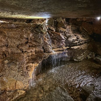 War Eagle Cavern - Waterfall from spring inside War Eagle Cavern - Historical Tours Near Me - Rogers, Arkansas