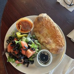 Salad and calzone