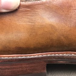Kim's Shoe Repair - Beautiful reddish brown wealth with an off beige wealth stitch and perfectly matched the reddish brown he'll stack