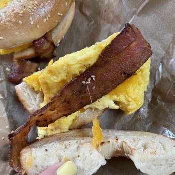 Newbreak Coffee & Cafe - Bacon egg and cheese bagel sandwich, missing the avocado I paid an extra $2 for - Coffee & Tea Near Me - San Diego, California Newbreak Coffee & Cafe - Bacon egg and cheese bagel sandwich, missing the avocado I paid an extra $2 for - Coffee & Tea Near Me - San Diego, California