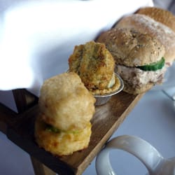 Marco's New York Italian MediaCityUK - Mini fish and chip bite and mini pie, followed by mini baps containing tuna and cucumber, cheese and pickle and ham salad.