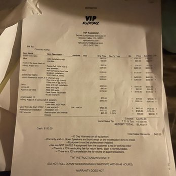 VIP Kustomz - I spent $3500 total because of an additional subwoofer I got the following week and they are so overpriced!!! - Car Stereo Installation Near Me - Moreno Valley, California VIP Kustomz - I spent $3500 total because of an additional subwoofer I got the following week and they are so overpriced!!! - Car Stereo Installation Near Me - Moreno Valley, California