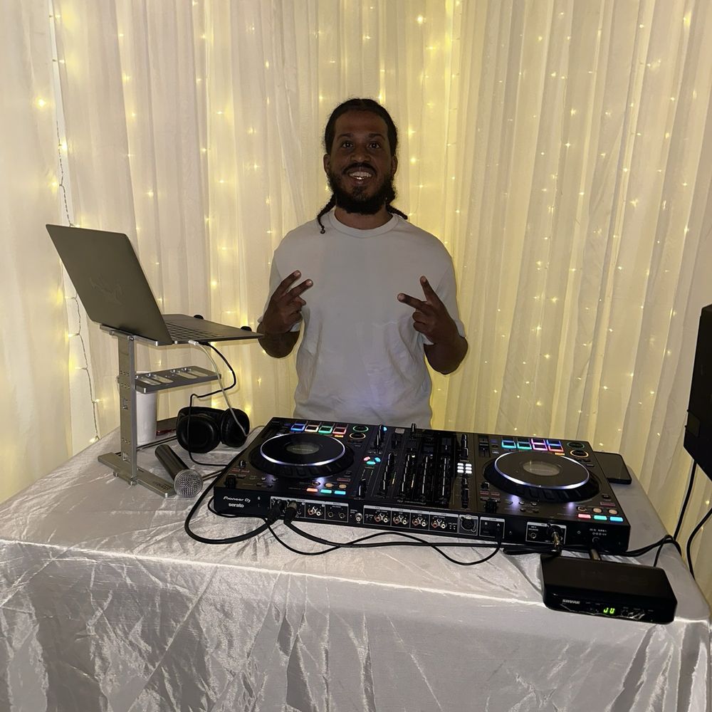 Babies, Brides, Birthdays - DJ table! Curtain and lights are a part of the venue - Party & Event Planning Near Me - Houston, Texas