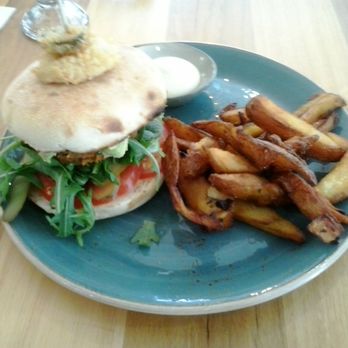 Power Plant - Chick pea burger with chips $18 - Coffee & Tea Near Me - Templestowe, VIC