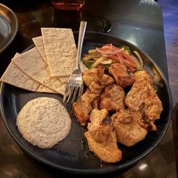 saffron chicken skewer